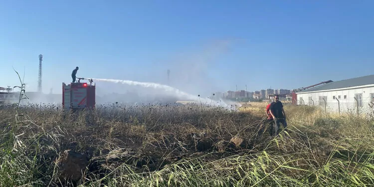 Polis ekipleri arazide çıkan yangına müdahale etti