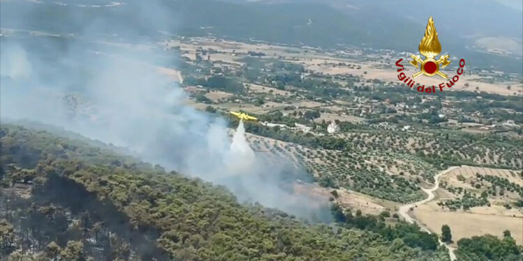 Yunanistan'daki yangına müdahale anları kamerada