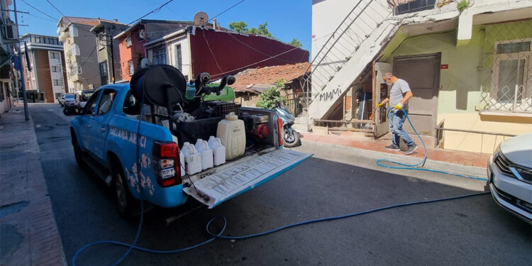 Beyoğlu'nda sivrisineklere karşı ilaçlama çalışması