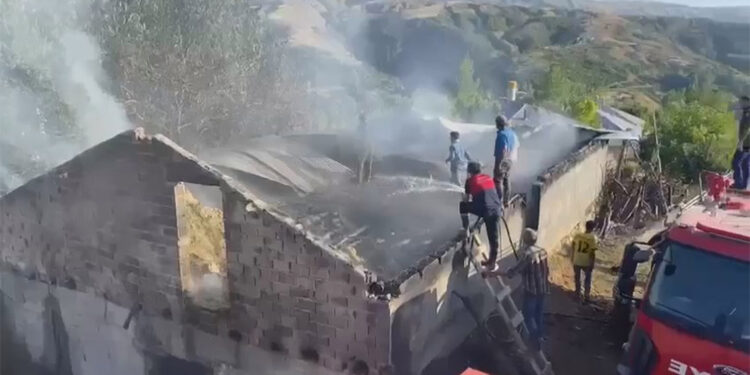 Ahırda çıkan yangında 2 inek öldü