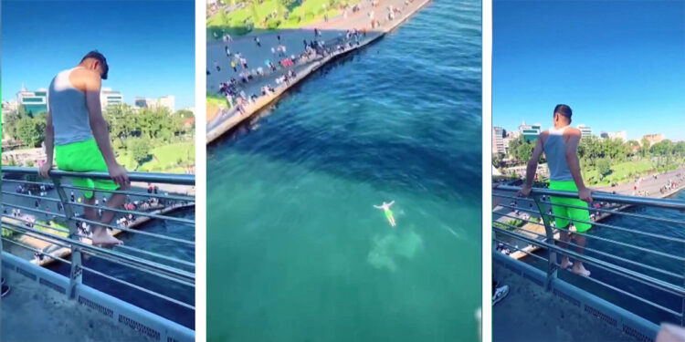 Haliç Metro Köprüsü'nden tehlikeli atlayış