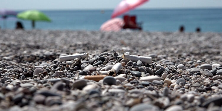 Yere atılan izmaritler kirliliğe neden oldu