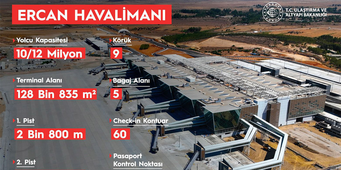 Ercan Havalimanı'nın yeni terminal binası yarın açılacak
