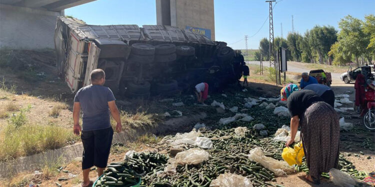 Lastiği patlayan kamyonet viyadüğe düştü; 3 yaralı
