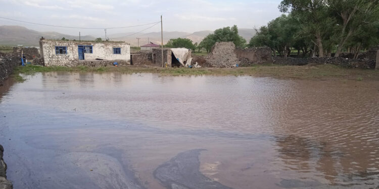 Doğubayazıt'ta sel; araziler ve evler su altında kaldı