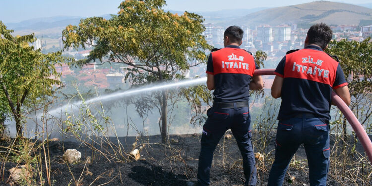 Zile Kalesi'nin eteklerinde yangın