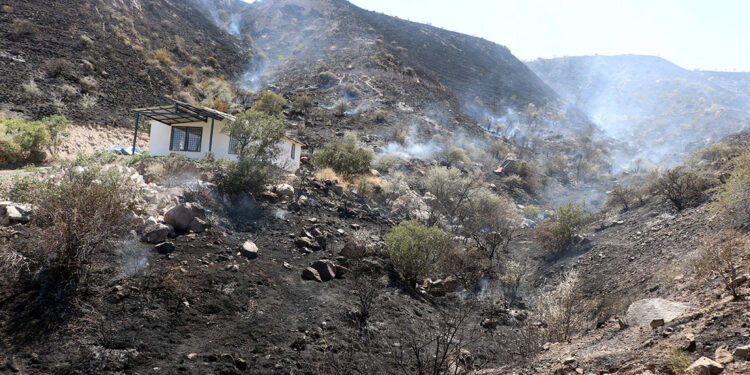 Kayseri'de, Yılan Dağı eteklerinde yangın