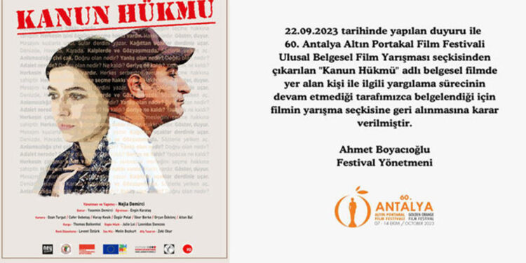Altın Portakal'da 27 filmi ve jüriyi çektiren 'Kanun Hükmü' filmi, geri alındı