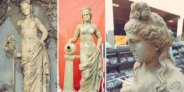 Bartın'da 1800 yıllık su perisi heykeli bulundu