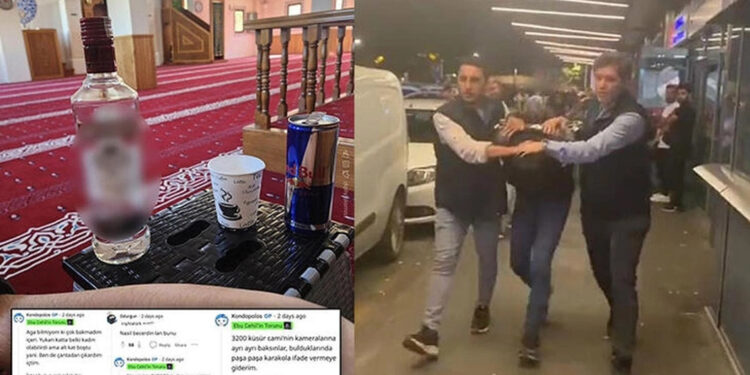 Camide alkol şişeli fotoğraf paylaşan kişi yakalandı