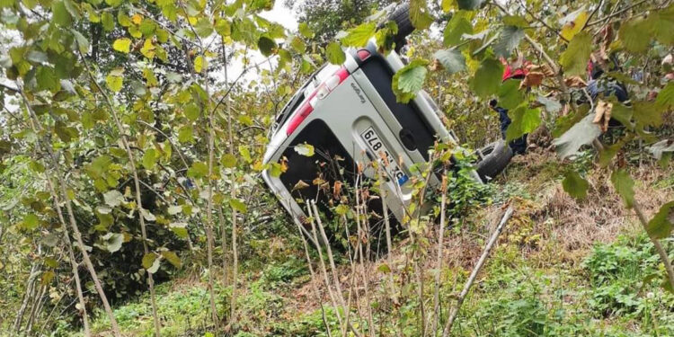 Kamyonet fındık bahçesine devrildi: 1 ölü, 1 yaralı