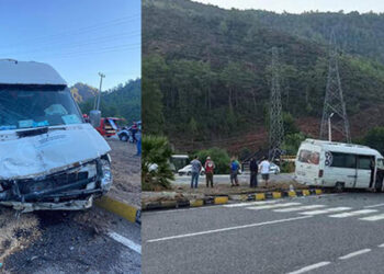 Marmaris'te servis minibüsü ile kamyonet çarpıştı; 1 ölü, 7 yaralı