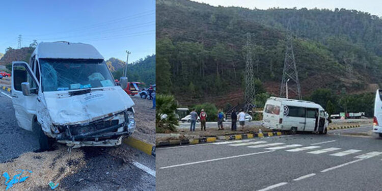 Marmaris'te servis minibüsü ile kamyonet çarpıştı; 1 ölü, 7 yaralı