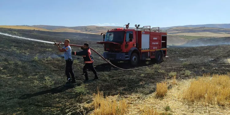 Siirt'te anız yangını; 50 dönüm arazi zarar gördü