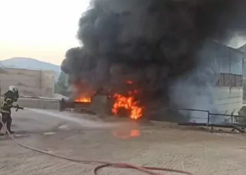 Amasya'da asfalt şantiyesinde yangın