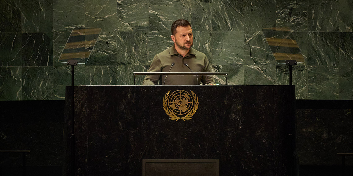 Ukrayna Devlet Başkanı Volodimir Zelenski, Birleşmiş Milletler (BM) 78. Genel Kurulu’nda yaptığı konuşmada, Rusya gıda krizini, enerjiyi ve çocukları silah olarak kullanıyor dedi.