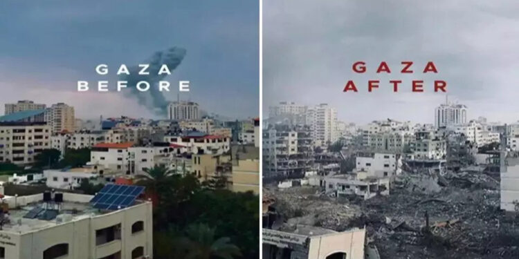 Gazze'nin öncesi ve sonrası fotoğraflara yansıdı