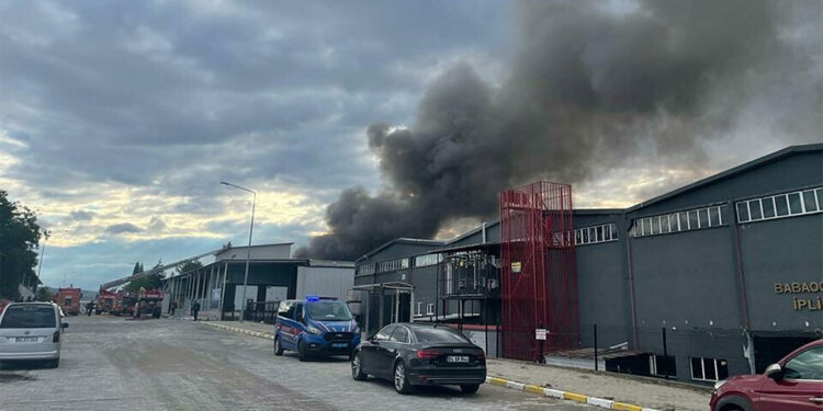 Uşak'ta iplik fabrikasında yangın