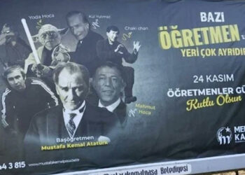 Bursa'da, tartışılan Öğretmenler Günü afişi