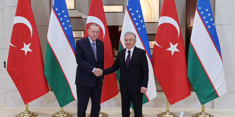 Erdoğan, Özbekistan Cumhurbaşkanı Mirziyoyev ile görüştü