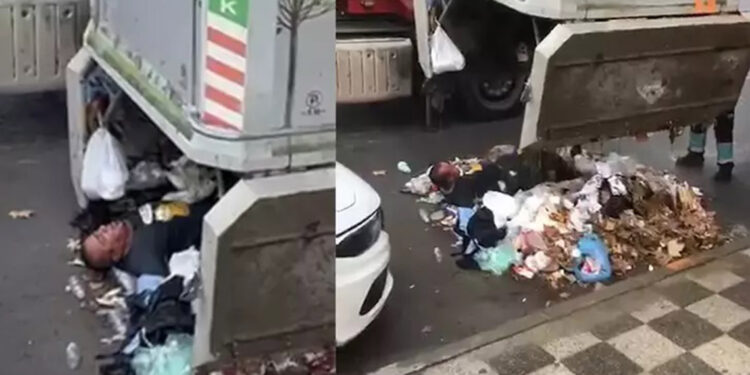 Kadıköy'de iki gün kaldığı çöp konteynerinden vinçle çıkarıldı