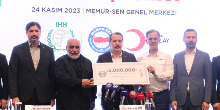 Memur-Sen'den Filistinli sivillere için 5 milyon TL bağış