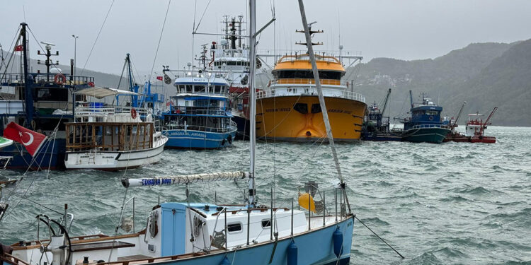 Amasra'da fırtına; tekneler limana çekildi