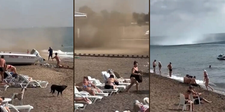 Lara plajında çıkan hortum korku dolu anlar yaşattı