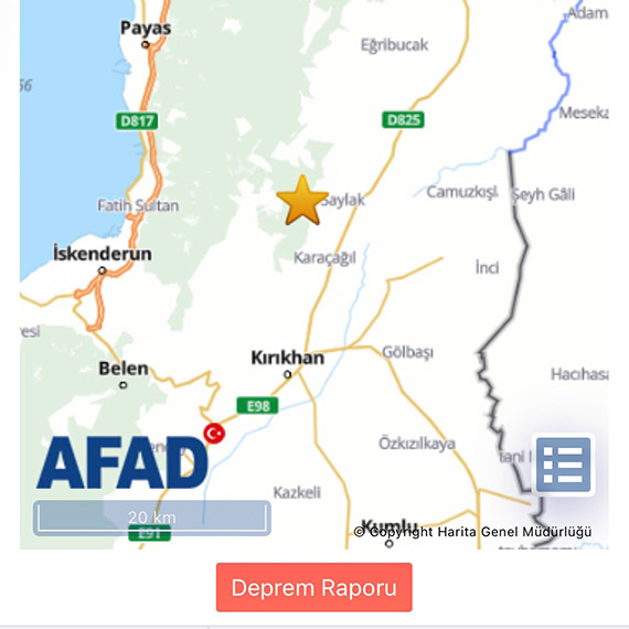 Kırıkhan'da 4.8 büyüklüğünde deprem