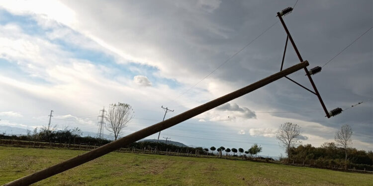 Samsun'da fırtına nedeniyle elektrik direkleri devrildi
