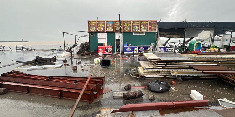 Tekirdağ'da deniz taştı, rüzgarda ağaçlar devrildi