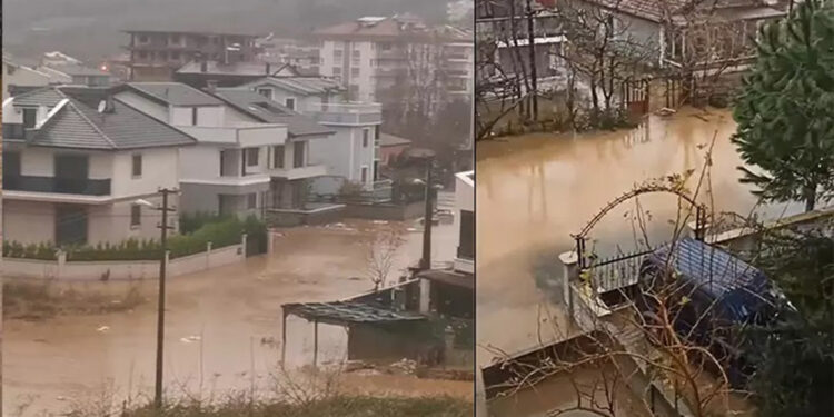 Düzce'de sağanak; dereler taştı, evleri su bastı