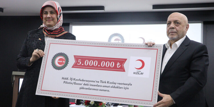 HAK-İŞ'ten Gazze'ye 5 milyon liralık bağış