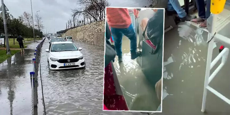 İstanbul'da sağanak; Florya Caddesi göle döndü