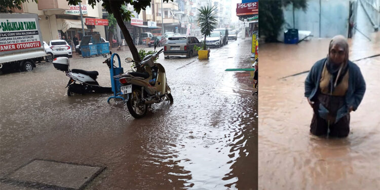 Kumluca'da sağanak; ev ve iş yerlerini su bastı
