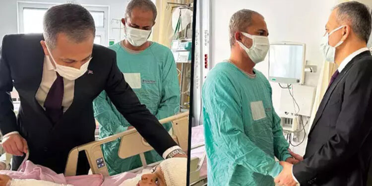 Yerlikaya, köpeklerin yaraladığı Tunahan'ı ziyaret etti