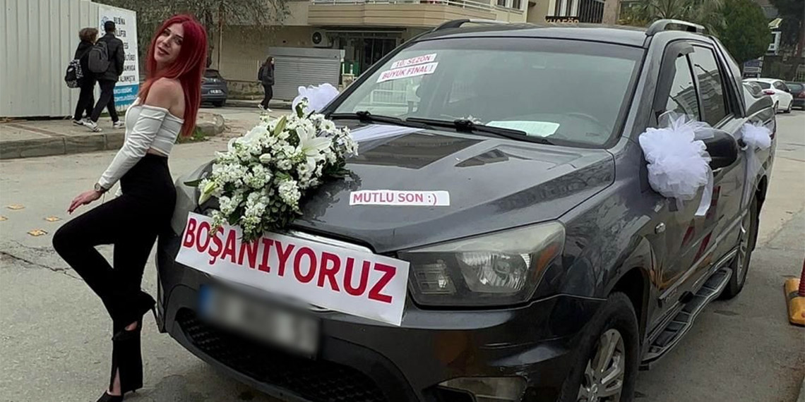 Boşanma davasına 'Osman cehenneme kadar yolun var' yazılı aracıyla gitti