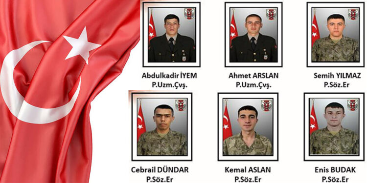 MSB'den şehit olan 6 askerimiz için taziye mesajı