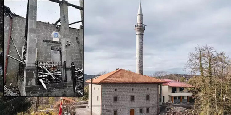 Dün ibadete açılan Akmescit Camisi'ne yıldırım düştü