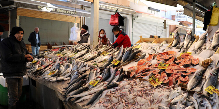 Fırtına sonrası havalar soğudu, tezgahlarda balık bollaştı