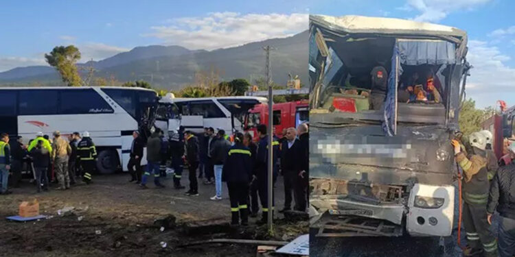 Hatay'da işçi servisi otobüsler çarpıştı: 1'i ağır 18 yaralı