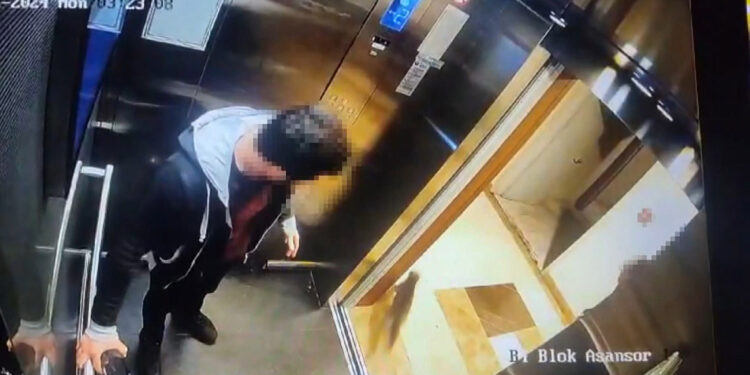 Kediyi asansörde sıkıştırıp ezen şüpheli kamerada