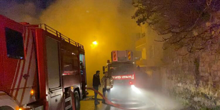 Kömürlükte çıkan yangın yan binaya sıçradı