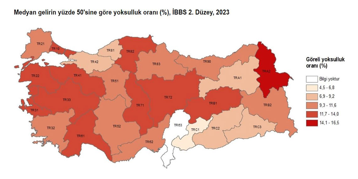 TÜİK: 2023'te yoksulluk 0,5 puan azaldı