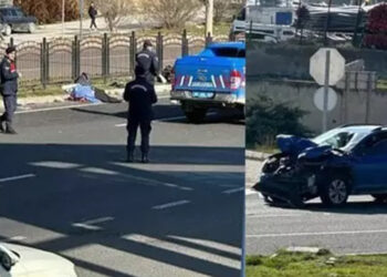 Yolun karşısına geçen aileye otomobil çarptı; 3 ölü, 1 yaralı