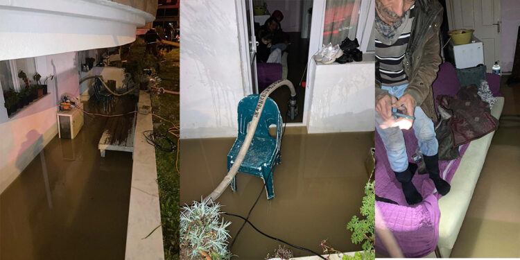 Ayvalık'ta sağanak; evleri su bastı