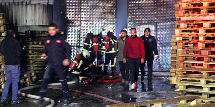 Kayseri'de palet üretim fabrikasında yangın