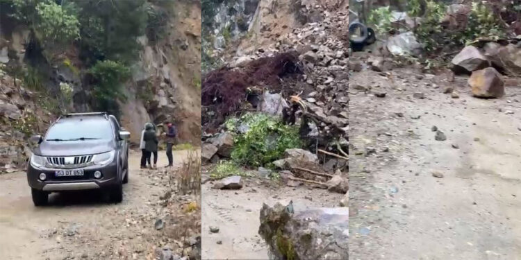 Rize'de heyelan; yayla yolu kapandı