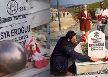 Depremde ölen çocukların mezarlarına oyuncak bıraktılar