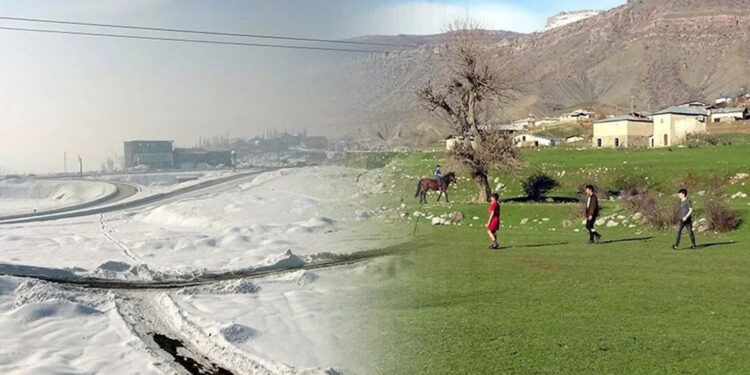 Hakkari'de iki mevsim bir arada yaşanıyor.